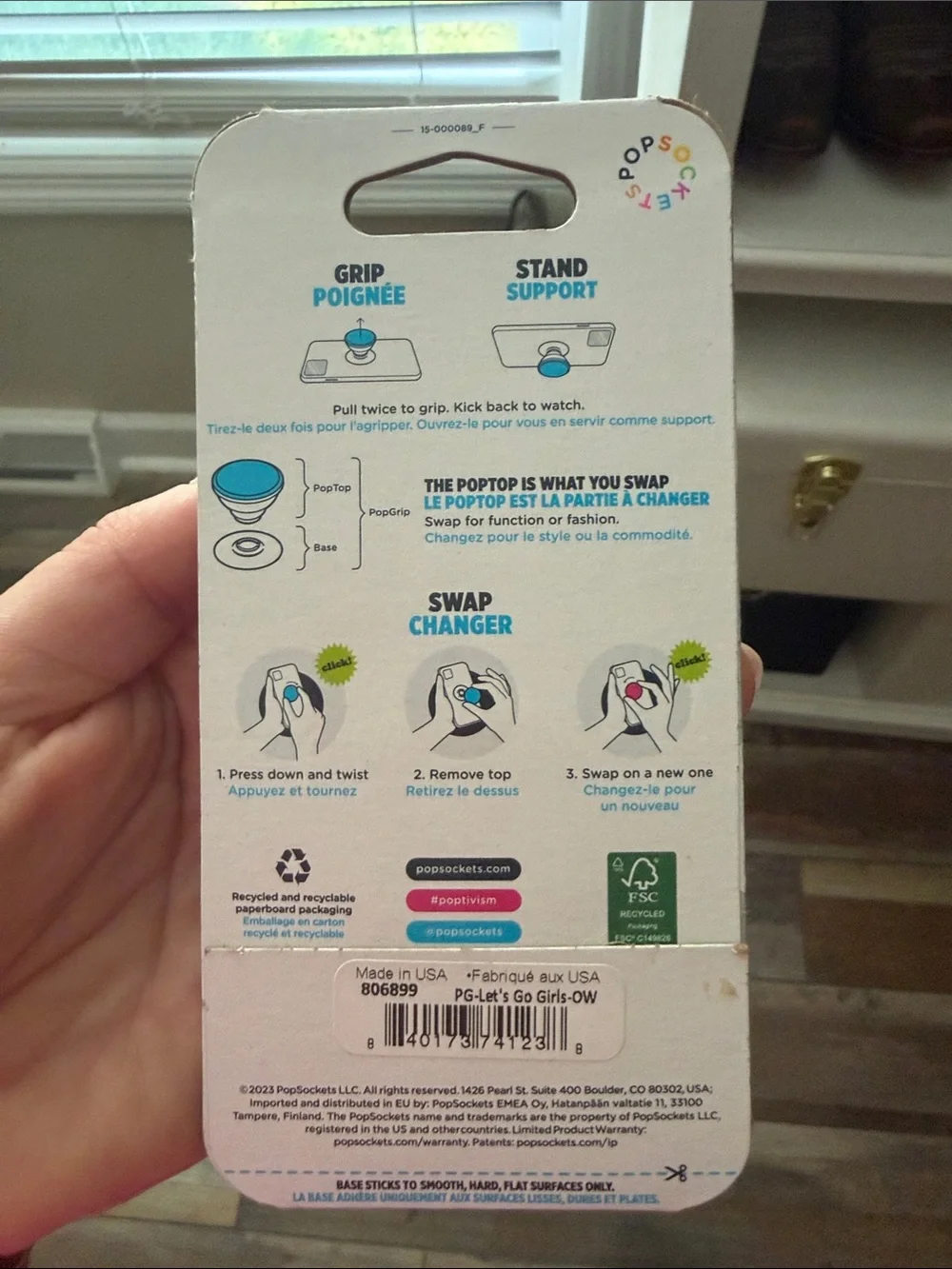 PopSocket PopGrip Clear Phone Grip with Holographic Packaging